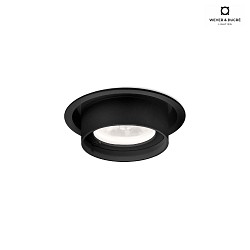 ceiling luminaire RINI SNEAK 1.0 - LED round, rigid, semi flush IP44 / IP20, mat, deep black dimmable