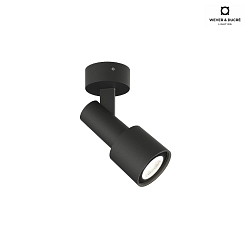 Lampada da parete e soffitto SARA ON BASE 1.0 - PAR16 inclinabile GU10 IP20, opaco, nero jet dimmerabile