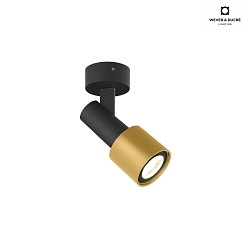 Lampada da parete e soffitto SARA ON BASE 1.0 - PAR16 inclinabile GU10 IP20, oro, opaco, nero jet dimmerabile