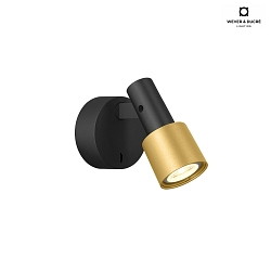 Luminaire mural SARA SNOOZE 1.0 - PAR16 avec interrupteur, pivotant  la cardan GU10 IP20, or, mat, noir profond gradable