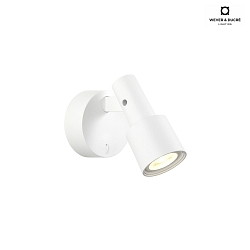 Luminaire mural SARA SNOOZE 1.0 - PAR16 avec interrupteur, pivotant  la cardan GU10 IP20, mat, blanc trafic gradable