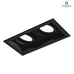 recessed spotlight PLANO PETIT 2.0 2 flames, cardanic swivelling, with wire springs IP20, mat, deep black dimmable