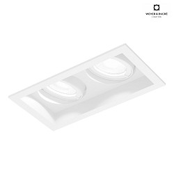 recessed spotlight PLANO PETIT 2.0 2 flames, cardanic swivelling, with wire springs IP20, mat, traffic white dimmable