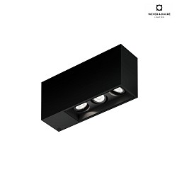 ceiling luminaire PLANO PETIT 3.0 - LED 3 flames, cardanic swivelling IP20, mat, deep black dimmable