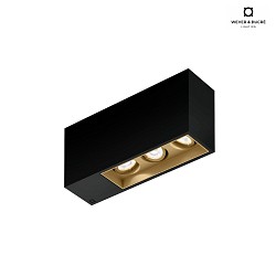 ceiling luminaire PLANO PETIT 3.0 - LED 3 flames, cardanic swivelling IP20, black matt dimmable