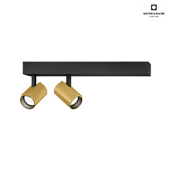 Apparecchio di superficie CENO 2.0 2-Lampadine, girevole, ruotabile IP20, oro, nero dimmerabile