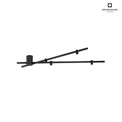 ceiling luminaire TRACE SPIN 1.0 down, 4 flames, with jointed arm IP20, mat, deep black dimmable