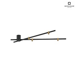ceiling luminaire TRACE SPIN 1.0 down, 4 flames, with jointed arm IP20, champagner, mat, deep black dimmable