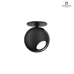 ceiling luminaire LECA 1.0 - 350MA cardanic swivelling, ball shaped, semi flush IP20, black matt dimmable