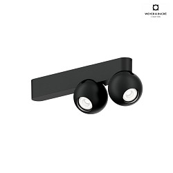 ceiling luminaire LECA 2.0 2 flames, cardanic swivelling IP20, black matt dimmable