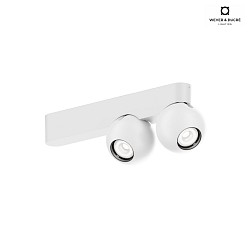 ceiling luminaire LECA 2.0 2 flames, cardanic swivelling IP20, white matt dimmable