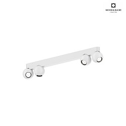 ceiling luminaire LECA 4.0 4 flames, cardanic swivelling IP20, white matt dimmable