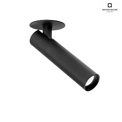 ceiling luminaire MATCH 1.0 with leaf springs, cardanic swivelling, semi flush IP20, mat, deep black dimmable