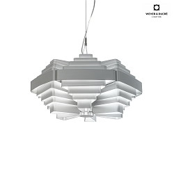 Pendant luminaire J.J.W. 042, shade  56cm / height 33cm, 6x E27, aluminum, silver