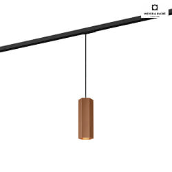 Pendant luminaire HEXO 2.0 PAR16 for 1-phase tracks, GU10 max. 12W, copper