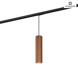 Pendant luminaire HEXO 3.0 PAR16 for 1-phase tracks, GU10 max. 12W, copper