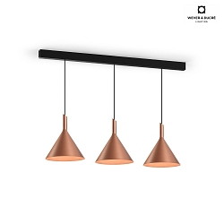 Design Pendant luminaire SHIEK 3.0,  25.2cm, E27 max. 20W, dimmable, copper