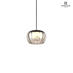 LED Design Pendant luminaire WETRO 1.0,  15cm, 11W 1850-2800K, CRi >90, dimmable, glass, stripes smoky