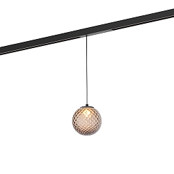 LED Pendant luminaire SOLLI ON TRACK for STREX SYSTEM 48V, 5W 2700K, CRi >90, DALI dimmable, glass, taupe diamond