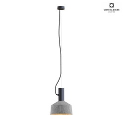 Pendant luminaire ROOMOR 1.0 PAR16, GU10, 250cm, deep black, with shade 2.0, felt grey