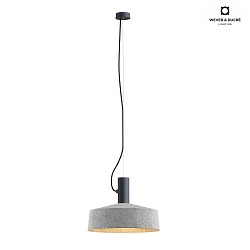 Pendant luminaire ROOMOR 1.0 PAR16, GU10, 250cm, deep black, with shade 3.0, felt grey