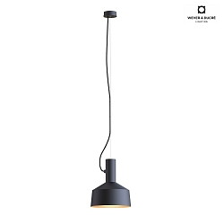 Pendant luminaire ROOMOR 1.0 PAR16, GU10, 250cm, deep black, with shade 2.0, deep black gold