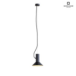 Pendant luminaire ROOMOR 1.0, E27, 250cm, deep black, with shade 1.0, deep black gold