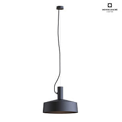Pendant luminaire ROOMOR 1.0, E27, 600cm, deep black, with shade 3.0