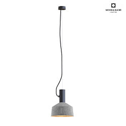 Pendant luminaire ROOMOR 1.0, E27, 600cm, deep black, with shade 2.0, felt grey