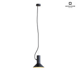Pendant luminaire ROOMOR 1.0, E27, 600cm, deep black, with shade 1.0, deep black gold