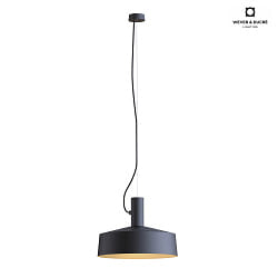 Pendant luminaire ROOMOR 1.0, E27, 600cm, deep black, with shade 3.0
