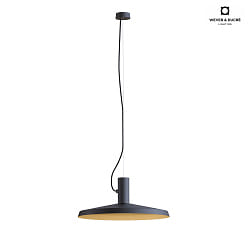 Pendant luminaire ROOMOR 1.0, E27, 600cm, deep black, with shade 4.0
