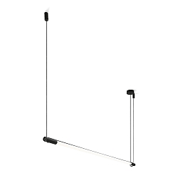 LED Pendant luminaire DARF 1.0 B, length 162.6cm, black, 3000K, standard, with cable switch