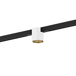 LED Schienenstrahler HEXO ON STREX 1.0, 25�, 48V, 7W, 2700K, 440lm, IP20, Schiene schwarz / Leuchte wei�/gold