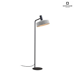 Stehleuchte ROOMOR 1.0 - PAR16, GU10, mit Schnurschalter, Schirm  40.5cm, tiefschwarz / Filz grau