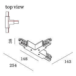 Connecteur en T triphas 3-PH - 3.0 terre  l'intrieur, avec possibilit d'alimentation, droite