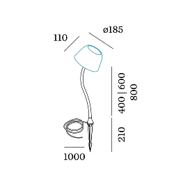 Sockel 600 fr LED Standleuchte SWAM FLOOR, geschwungen, 60cm, mit Erdspie