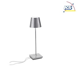 battery table lamp POLDINA PRO dimmable IP65, white, silver leaf dimmable