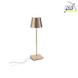 battery table lamp POLDINA PRO dimmable IP65, white, gold leaf dimmable