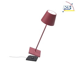 battery table lamp POLDINA PRO dimmable IP65, fire red, matt, powder coated dimmable