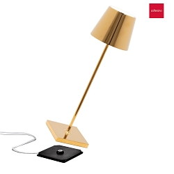 LED Akku-Tischleuchte POLDINA PRO, 38cm, 2,2W, 2700-3000K, IP65, mit Touch-Dimmer, gold glnzend