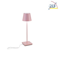 LED Akku-Tischleuchte POLDINA PRO, 38cm, 2,2W, 2700-3000K, IP65, mit Touch-Dimmer, rosa