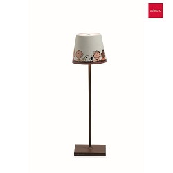 Lampada da tavolo a batteria POLDINA PRO PEANUTS GRAPHIC IP65, Corten dimmerabile