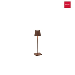 battery table lamp POLDINA MICRO IP65, corten dimmable