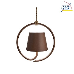 battery pendant luminaire POLDINA IP54, rust, lacquered dimmable