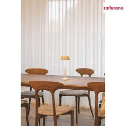 battery table lamp SISTER LIGHT IP65, polished aluminium, ivory dimmable