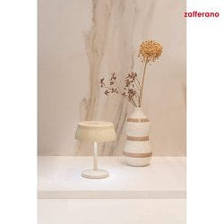 battery table lamp SISTER LIGHT MINI IP65, polished aluminium, ivory dimmable