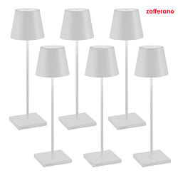 LED Akku-Tischleuchte POLDINA PRO, 6er Set, 38cm, 2,2W, 2200/2700/3000K, 234/251/256lm, IP65, mit Touch-Dimmer, wei