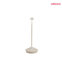 battery table lamp PINA TAVOLO PRO IP54, sand coloured, lacquered dimmable