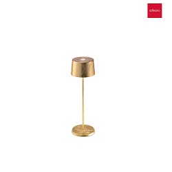 battery table lamp OLIVIA TAVOLO PRO IP20, gold leaf, lacquered dimmable